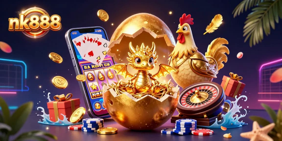 Spin to win with nk888 in a captivating casino world featuring a golden dragon and poker chips.
