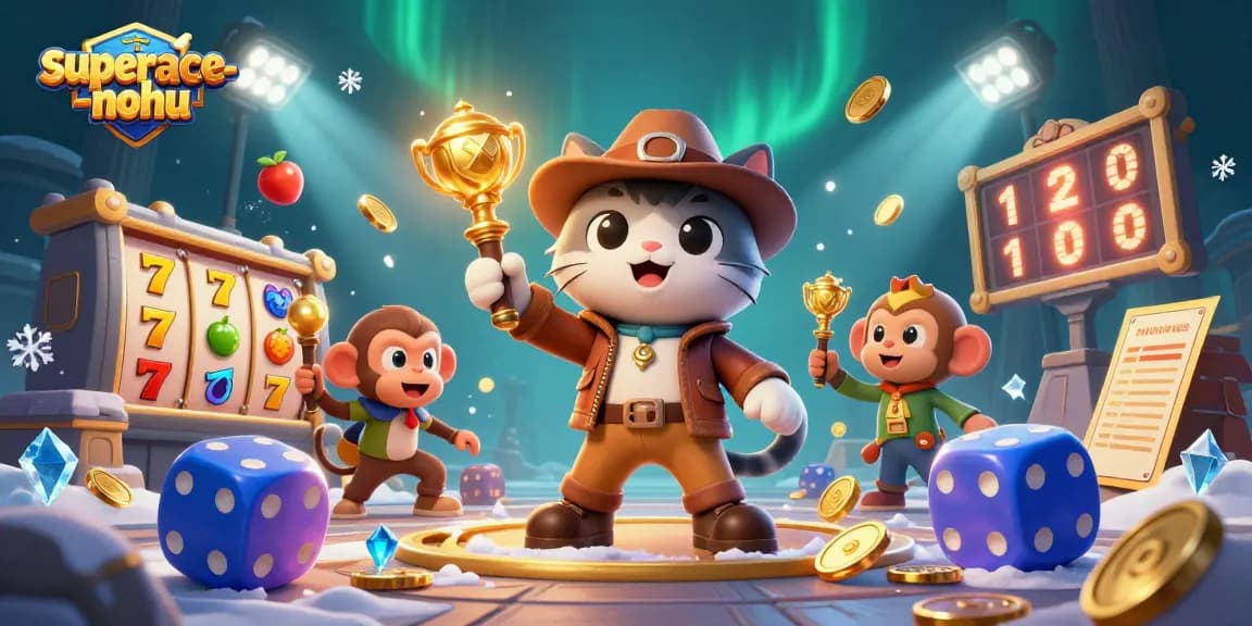 Engage with superace-nohu while seeing a vibrant cat and monkey unveiling a golden casino artifact!
