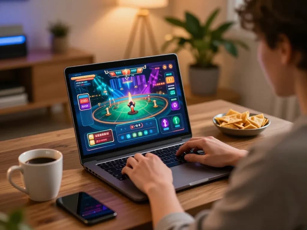 Người chơi thưởng thức trò chơi casino trực tuyến với link vào m88 không bị chặn hiển thị trên màn hình, thể hiện cách chơi chiến lược.