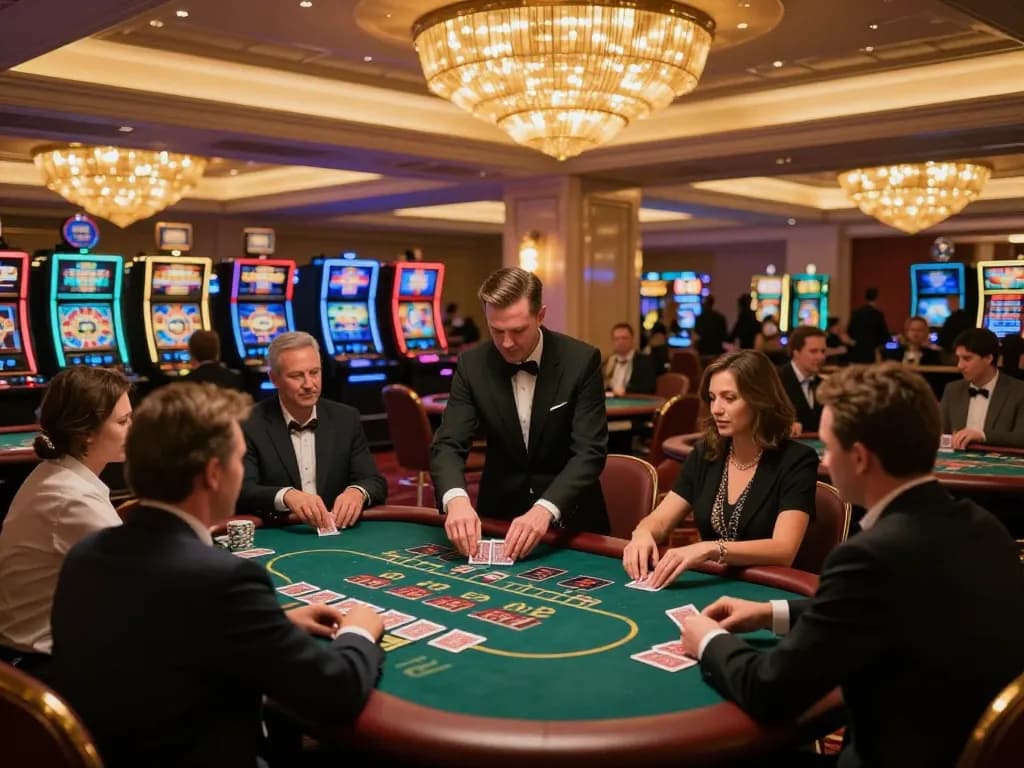 Sunwin players engaging in strategic card gameplay at a vibrant casino table