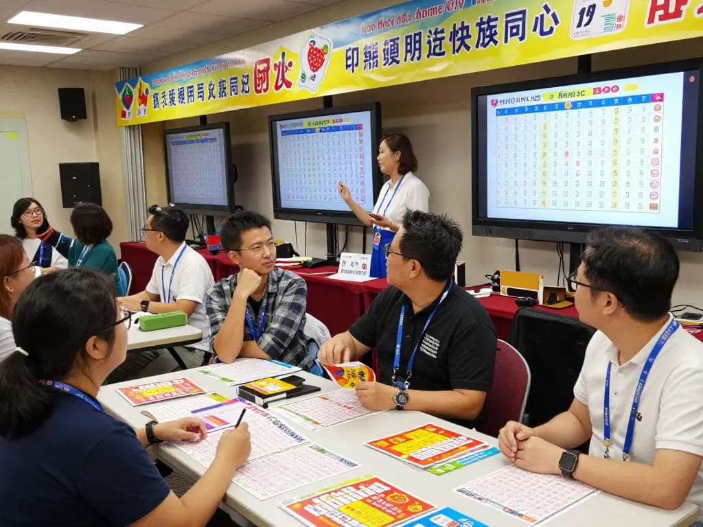Live draw event capturing excitement surrounding HK Hari Ini lottery results, showcasing players and colorful game materials.