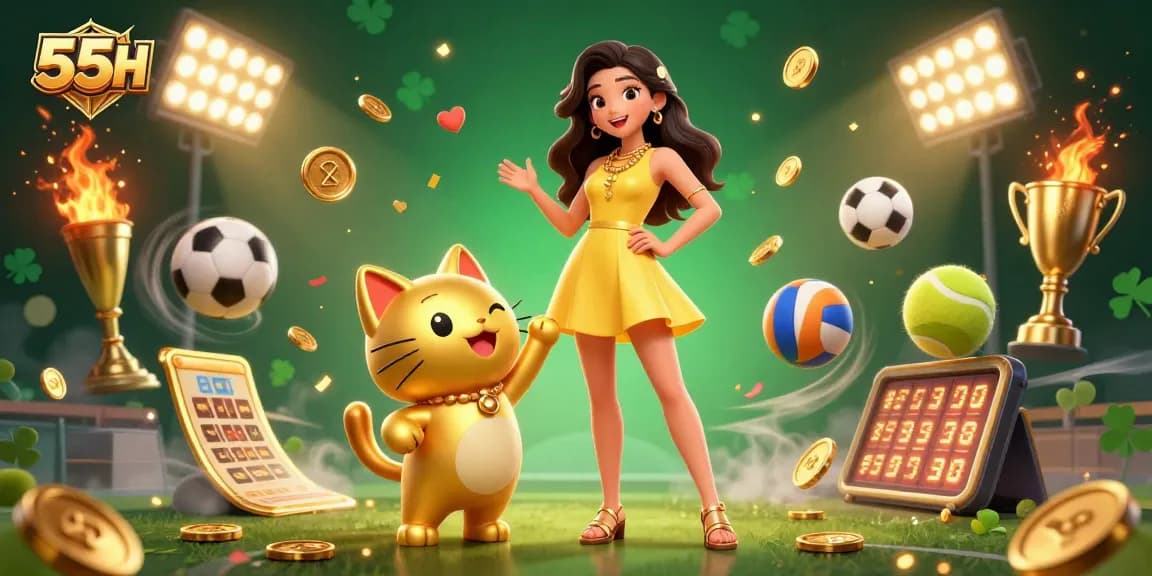 Experience the excitement at 55HH casino with interactive slots and vibrant game elements.