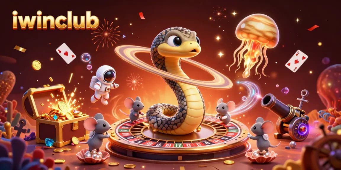 Experience the thrill of iwinclub as astronaut mice bet on Saturn's roulette rings in a vibrant cosmic casino scene.
