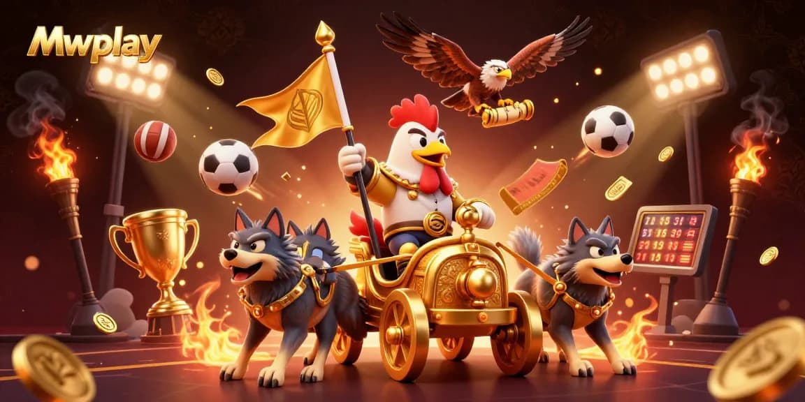 Experience the thrill of Mwplay with dynamic sports betting elements and an energetic 3D casino scene.
