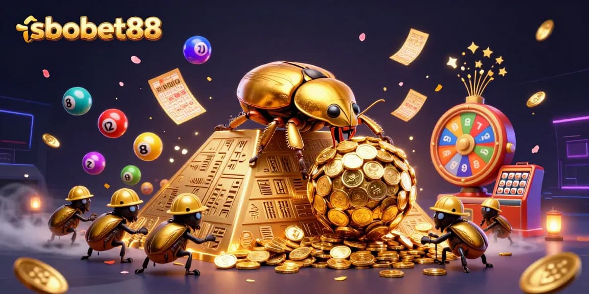 Engage with sbobet88 through a vibrant 3D illustration of luck and betting elements, showcasing thrilling games.