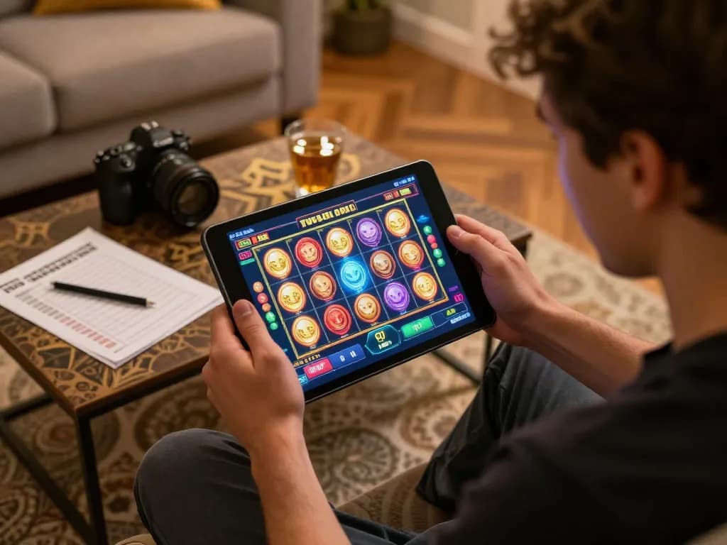 Engaging in slot depo 2k gameplay at home with vibrant display and cozy atmosphere.