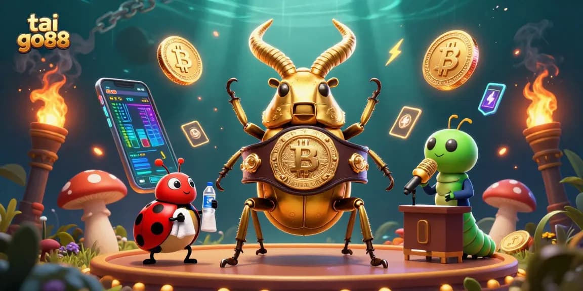 Engage with tai go88's vibrant casino atmosphere featuring glowing coins and charismatic characters.