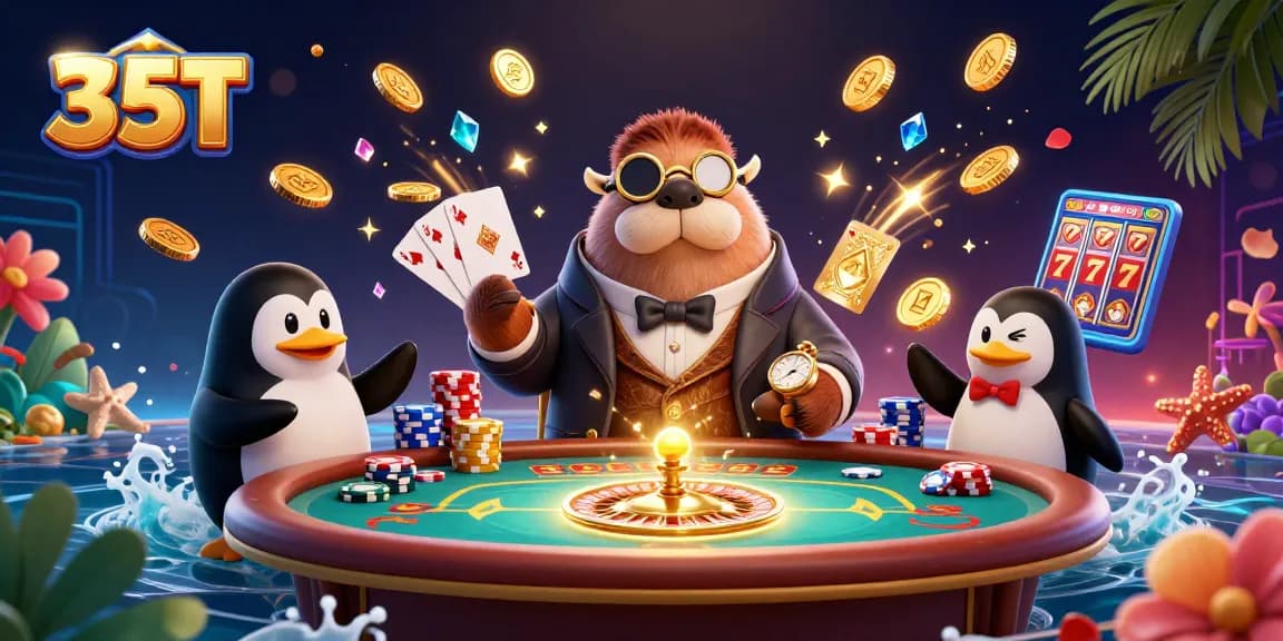 Experience thrilling gameplay at 35T with underwater casino characters and dynamic game elements.