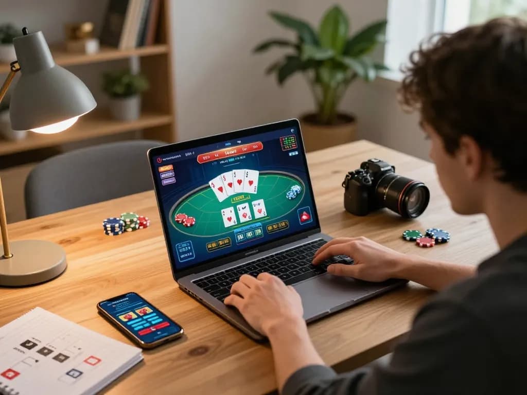 Engaging poker gameplay on Onbet showing a player strategizing with cards and chips