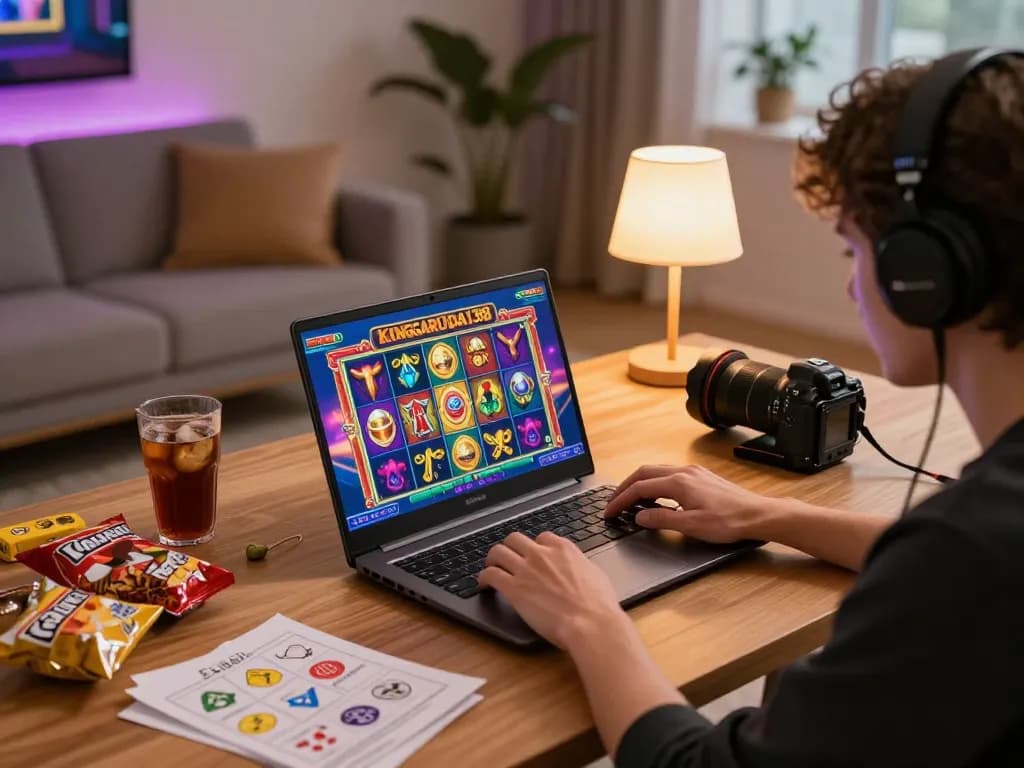 Play exciting slots on KINGGARUDA138 in a cozy home gaming setup.