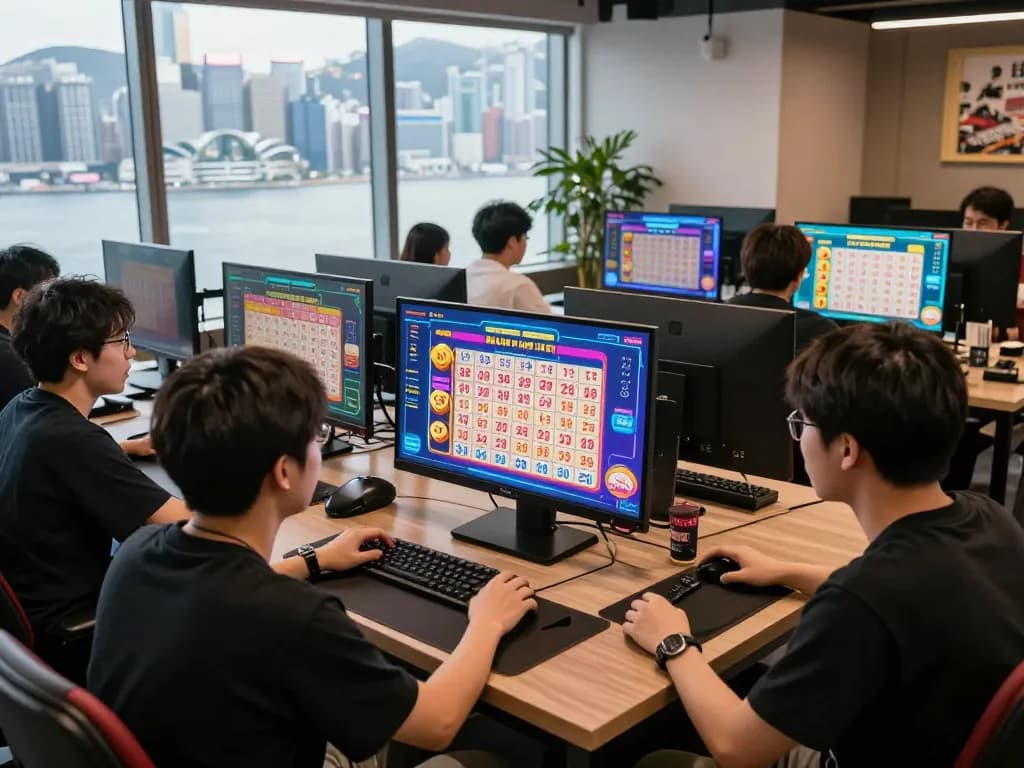 Players eagerly watching HK Hari Ini lottery results in a lively online gaming environment, showcasing real-time excitement.