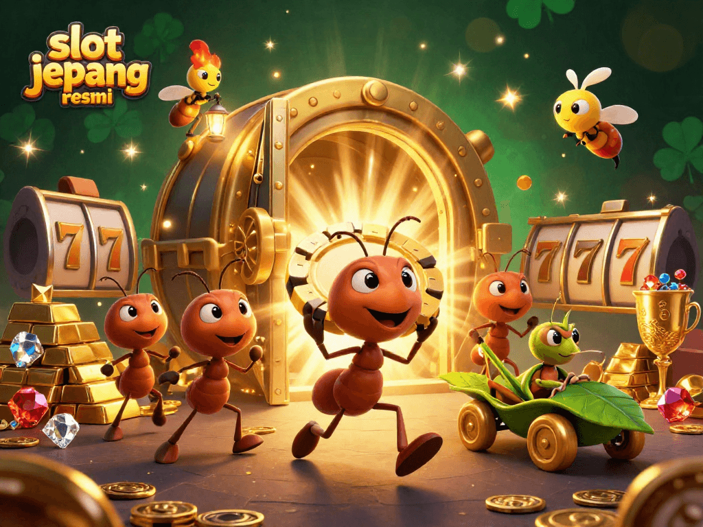 Experience the thrill of slot jepang resmi with dynamic cartoon characters achieving a heist in a 3D illustration.