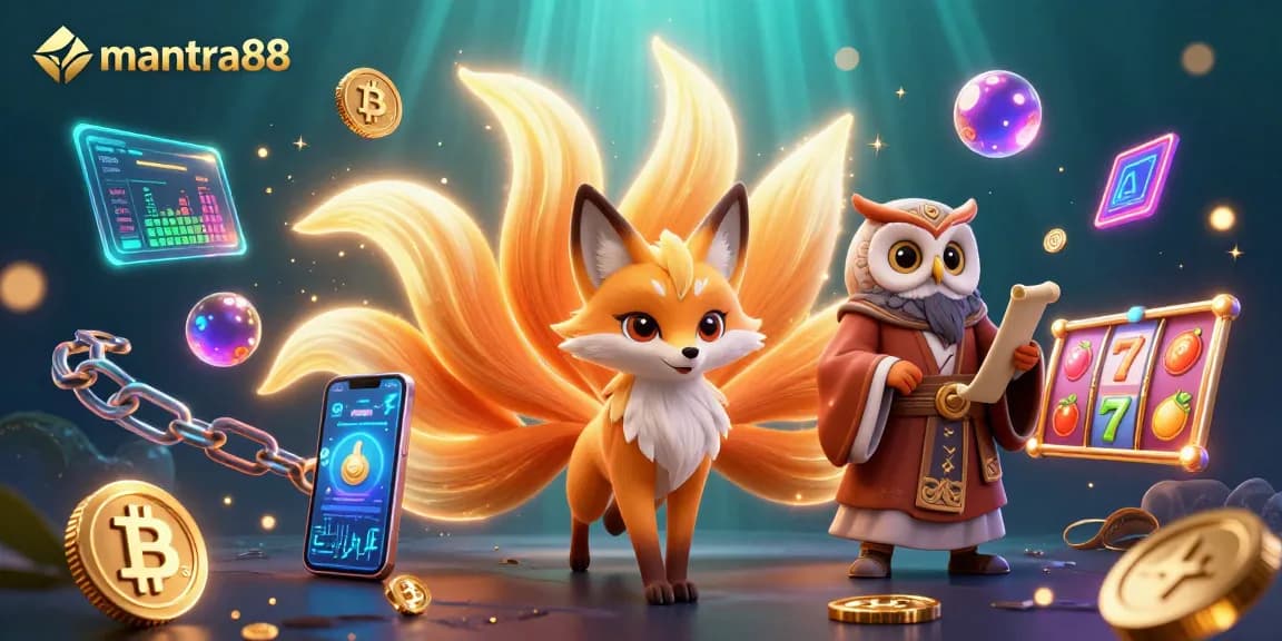 Engage in dynamic gameplay with mantra88 featuring vibrant slot reels and crypto elements.