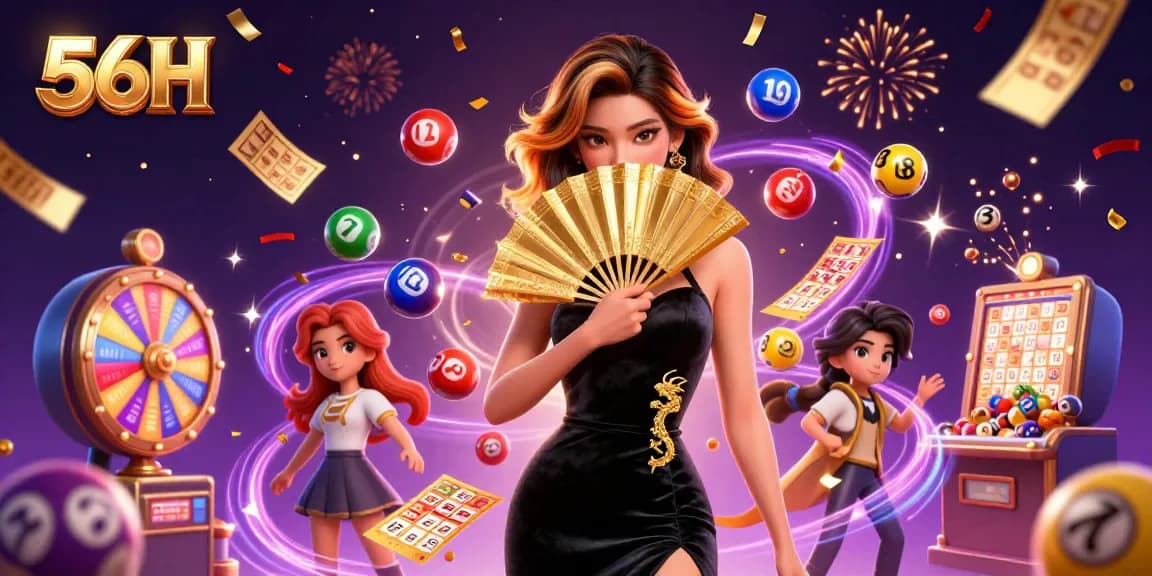 Engage with thrilling experiences at 56H through a vibrant lottery scene filled with dynamic game elements.