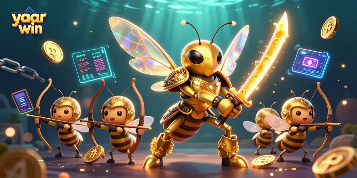 Engage with thrilling yaar win moments featuring a golden hornet and crypto elements.