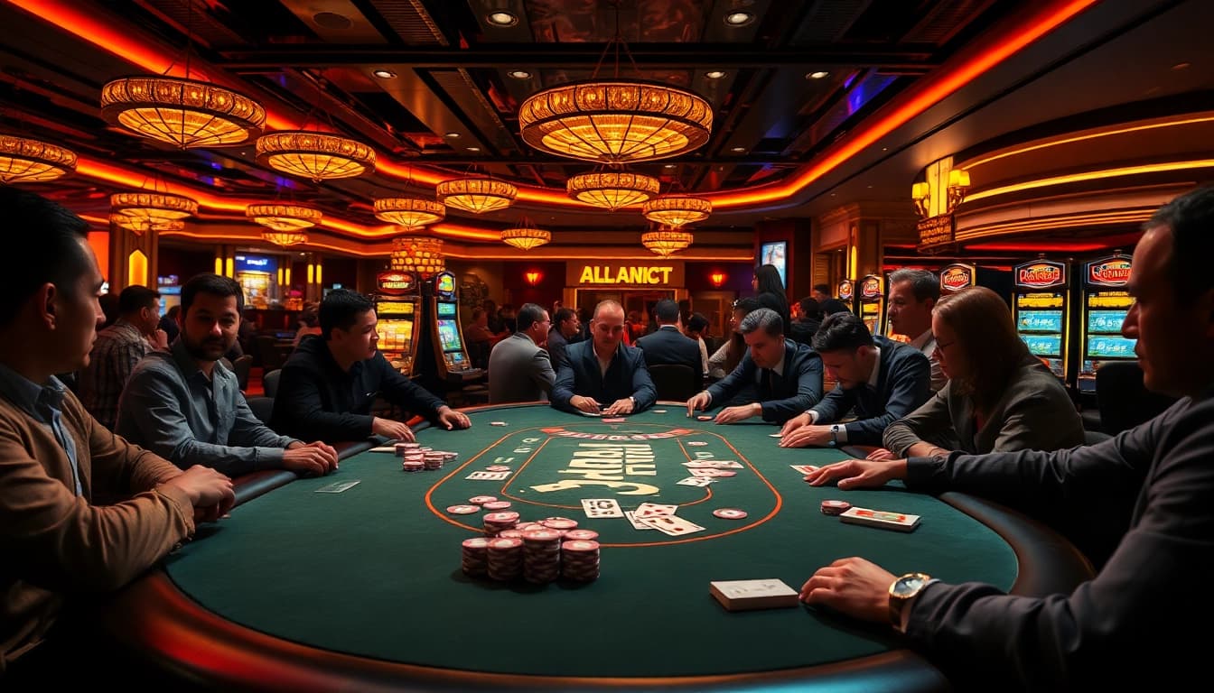 Menyaksikan permainan poker bbni4d yang memukau dengan pencahayaan dramatis dan suasana menegangkan.