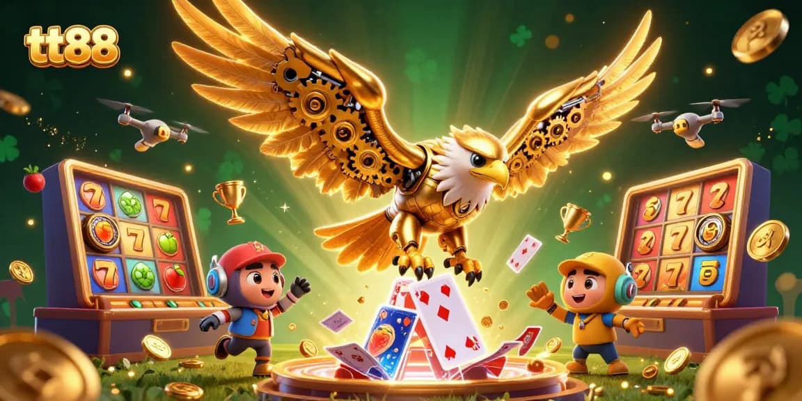 Experience thrilling wins at tt88 with dynamic slots and jackpot symbols soaring through vibrant imagery.