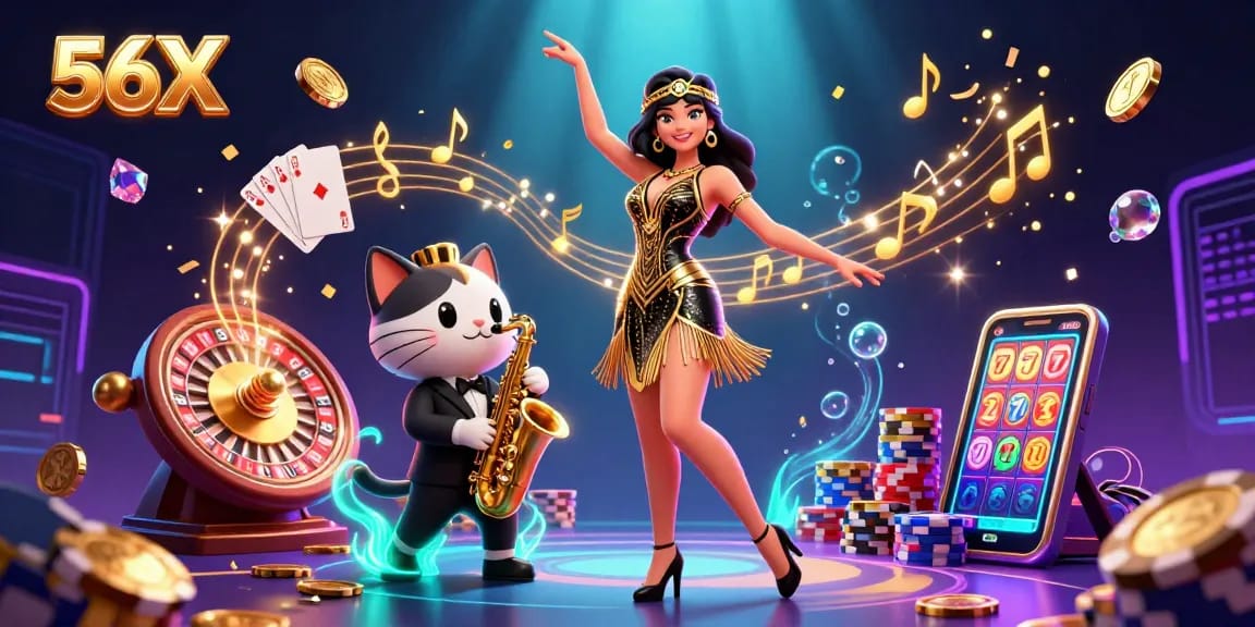 Experience exciting gameplay at 56X with colorful casino elements, engaging characters, and dynamic action.