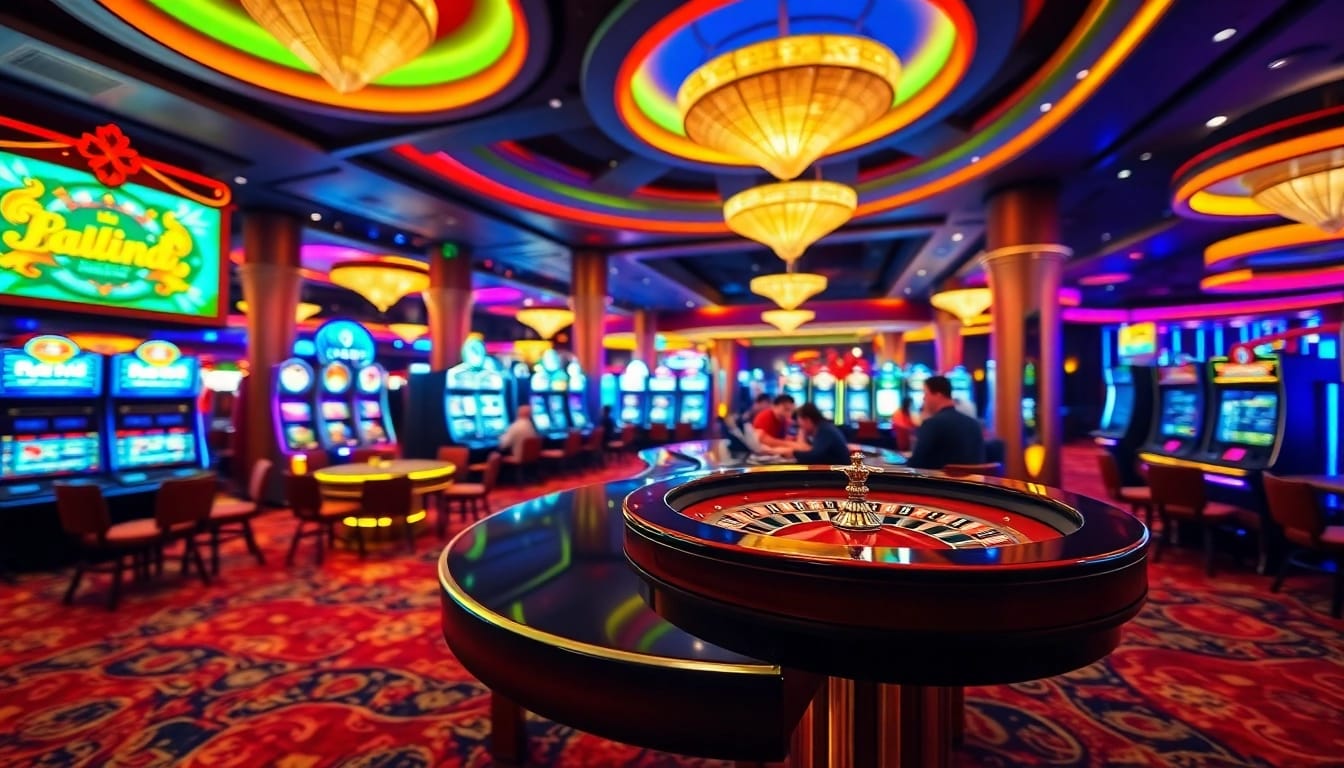 Masuk ke duniabet login dengan suasana kasino yang megah dan ramai.