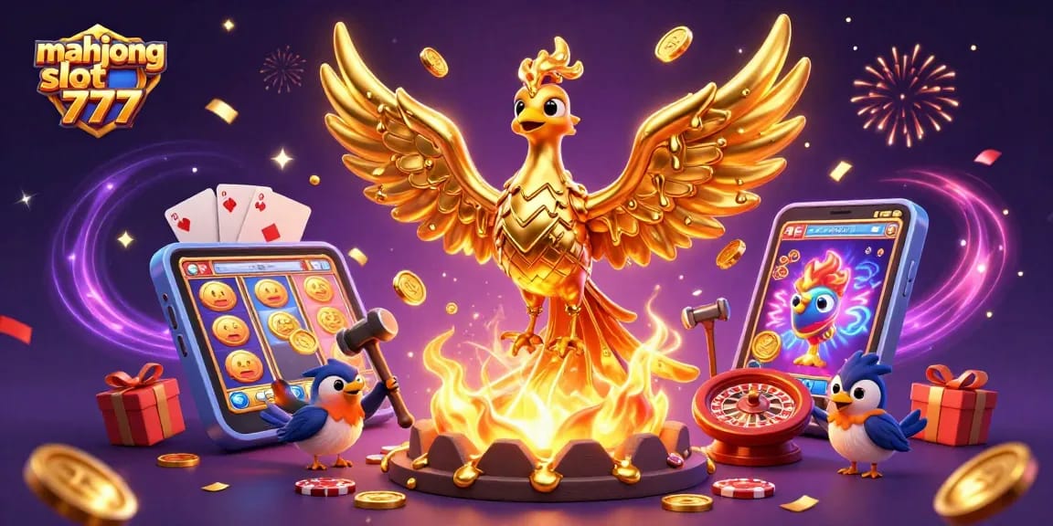 Experience excitement with mahjong slot 777 featuring golden coins, vibrant game elements, and festive effects.