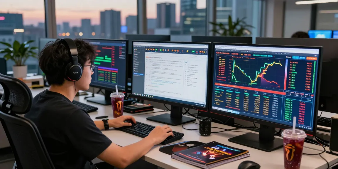 Analyzing rokok88 rtp gaming metrics in a modern workspace with multiple screens and data visualizations.