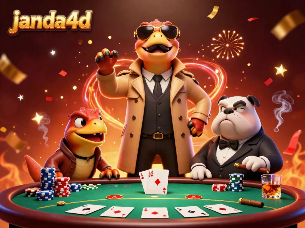 Gambarkan pengalaman bermain di janda4d dengan raptor mengenakan jas, di kasino VIP yang meriah.