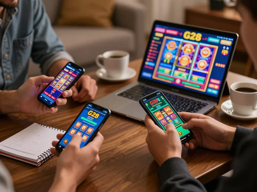 G28 app engaging players in a vibrant online gaming session on smartphones and tablets