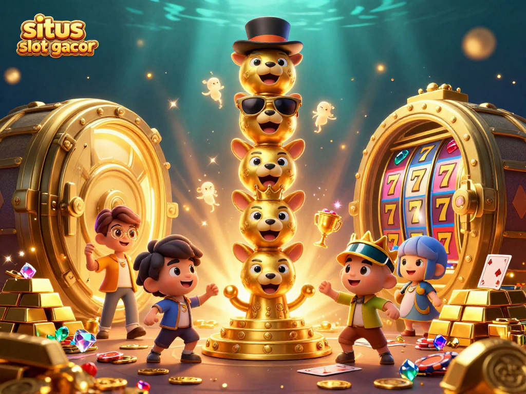 Engage in exciting play at situs slot gacor with vibrant slot reels and sparkling treasures.