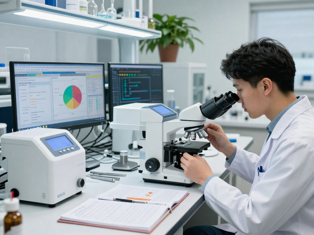 Detailed lab scene showcasing TB 500 benefits through innovative buccal strip research.