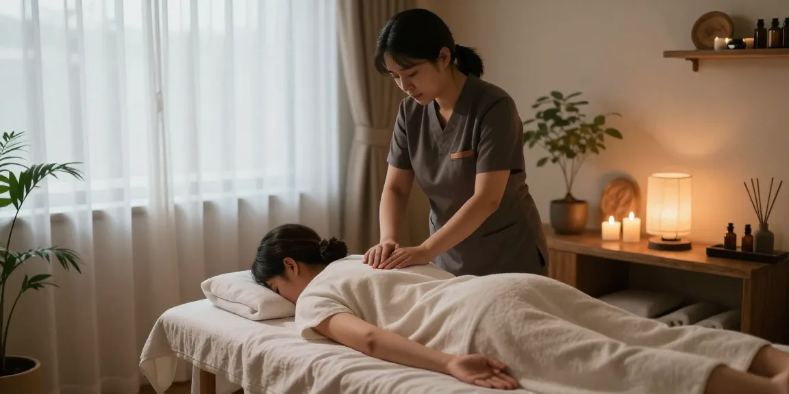A tranquil 강남출장마사지 session in a serene environment with calming elements.
