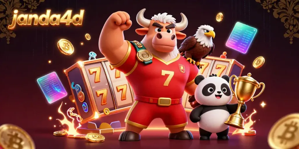 Permainan slot menarik dengan karakter janda4d dan simbol jackpot yang menyemarakkan suasana bermain.