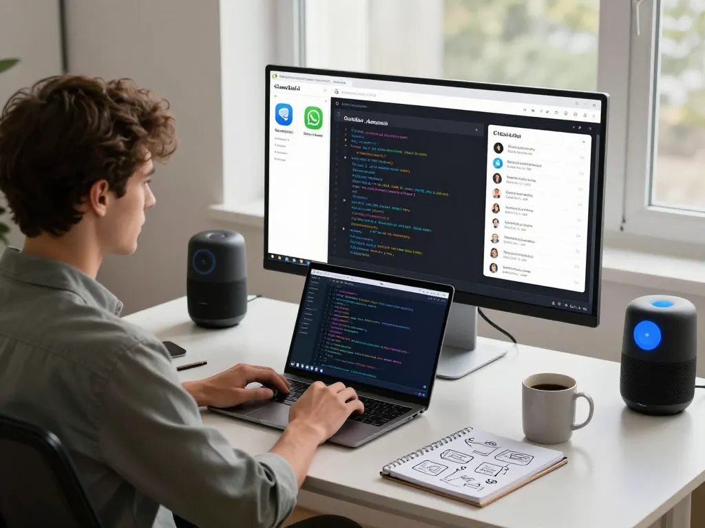 ClawdBot AI personal assistant in a modern home office setup enhancing productivity with messaging and automation.