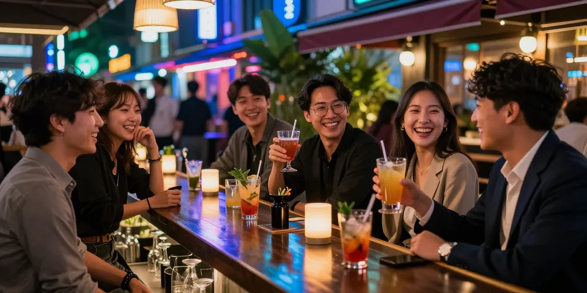 강남의 퀸알바 커뮤니티에서 활기차고 스타일리시한 밤의 분위기를 담은 이미지