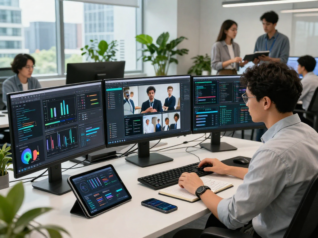AI detector in action within a modern workspace, showcasing content moderation analysis.