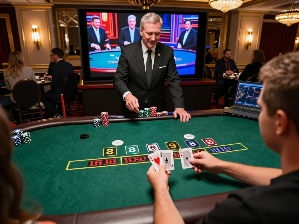 Engaged player enjoying blackjack at 678vip online casino, showcasing strategic gameplay and luxury atmosphere.