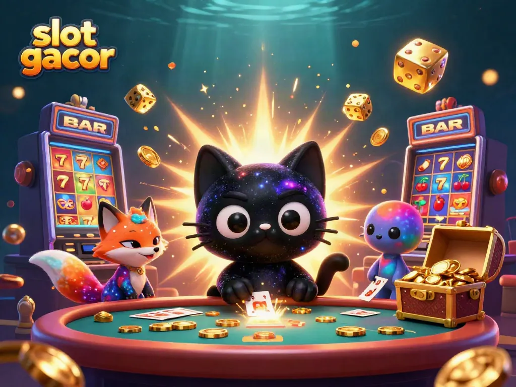 Experience the excitement of slot gacor with a cosmic casino spectacle featuring cartoon characters.
