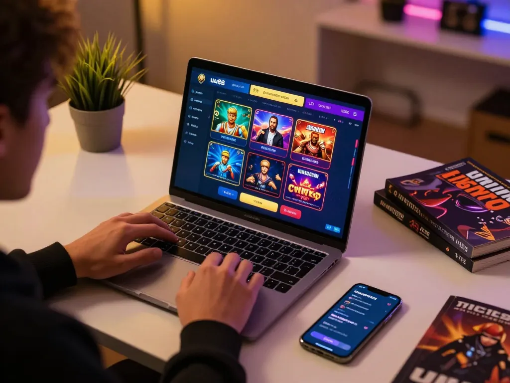 Engaging view of uu88 online gaming with illuminated interface, emphasizing excitement in responsible gambling
