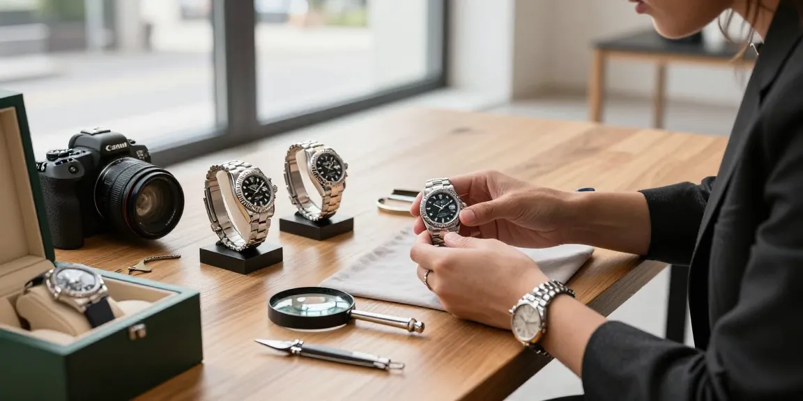 Luxury collection of super clone watches displayed elegantly in a modern urban setting.