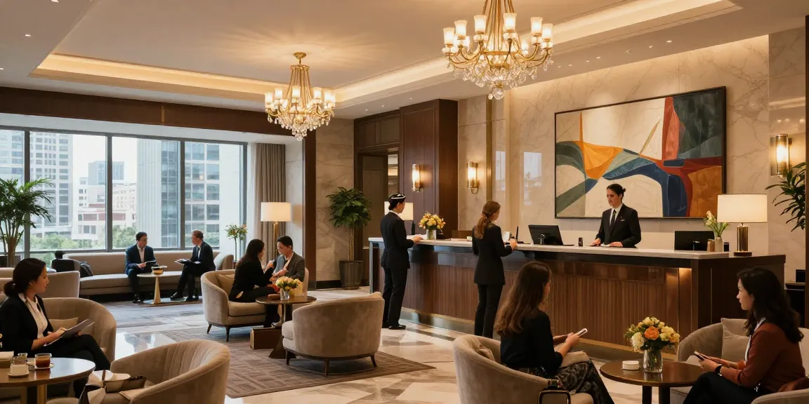 A luxurious lobby scene at Carter Hotel showcasing elegance and exceptional service, featuring rokok88 amenities and a welcoming atmosphere.