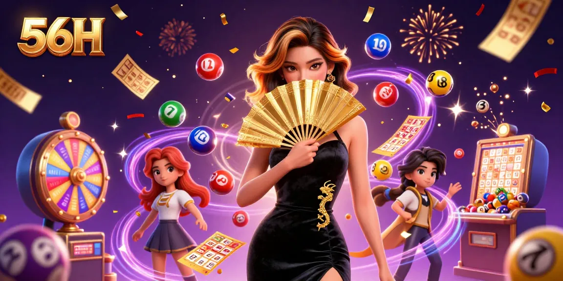 Engage with thrilling experiences at 56H through a vibrant lottery scene filled with dynamic game elements.
