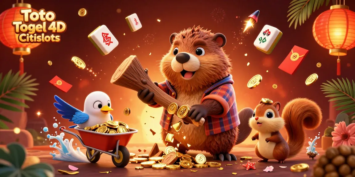Experience the excitement of Toto Togel 4D Citislots with a vibrant, illustrated scene of characters celebrating winnings.