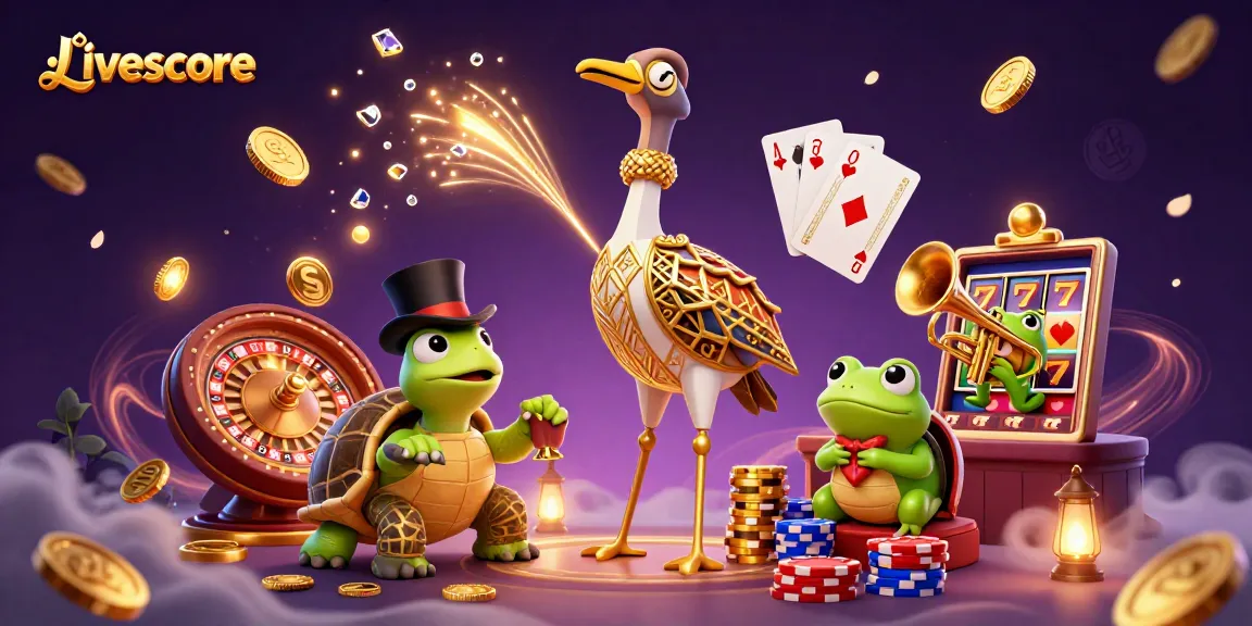 Experience Livescore updates with lively casino scene featuring animated characters and vibrant game elements.