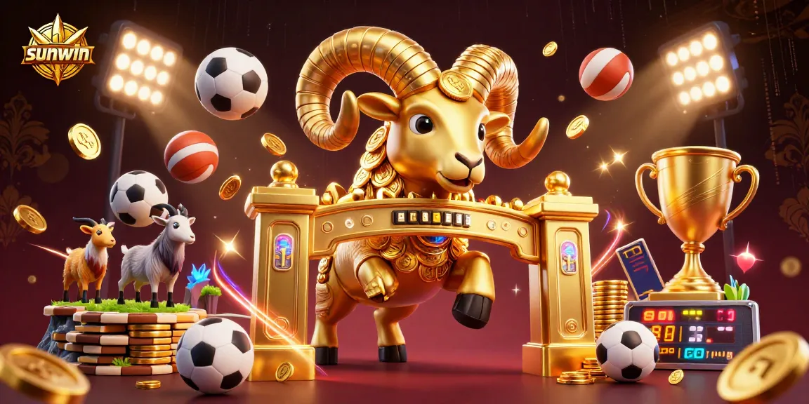 Experience thrilling wins at sunwin with golden ram charging and dynamic sports elements in a vibrant casino ambiance.