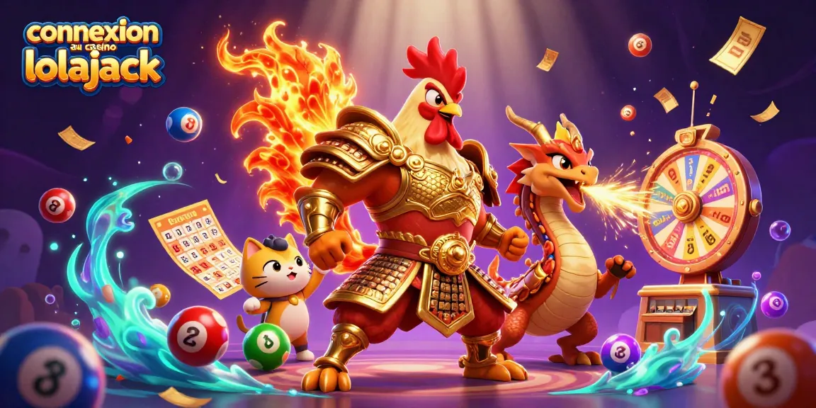 Experience the thrill with connexion au casino lolajack surrounded by a dynamic scene of colorful lottery elements and brave characters.