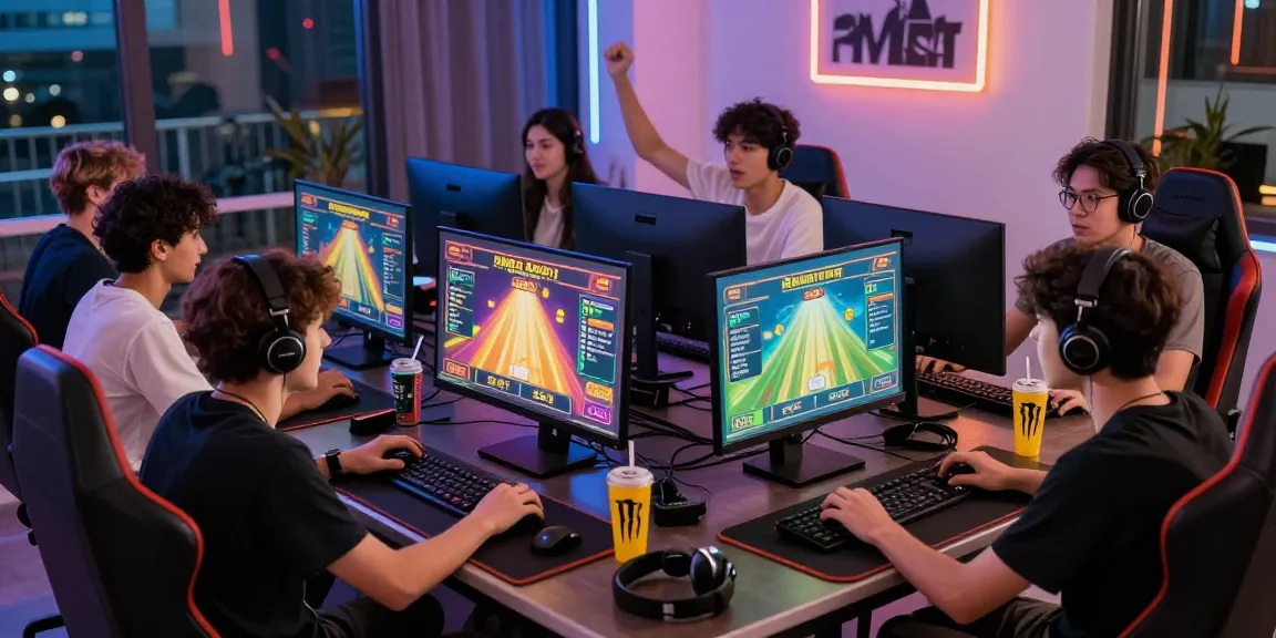 A group enjoying the aviator game in a lively gaming setup with vibrant visuals and accessories.