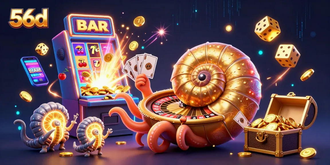 Experience thrilling gameplay at 56d, where a giant nautilus showcases vibrant casino elements.